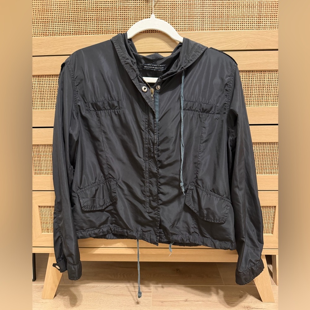 Brandy Melville Black Cropped Windbreaker Jacket